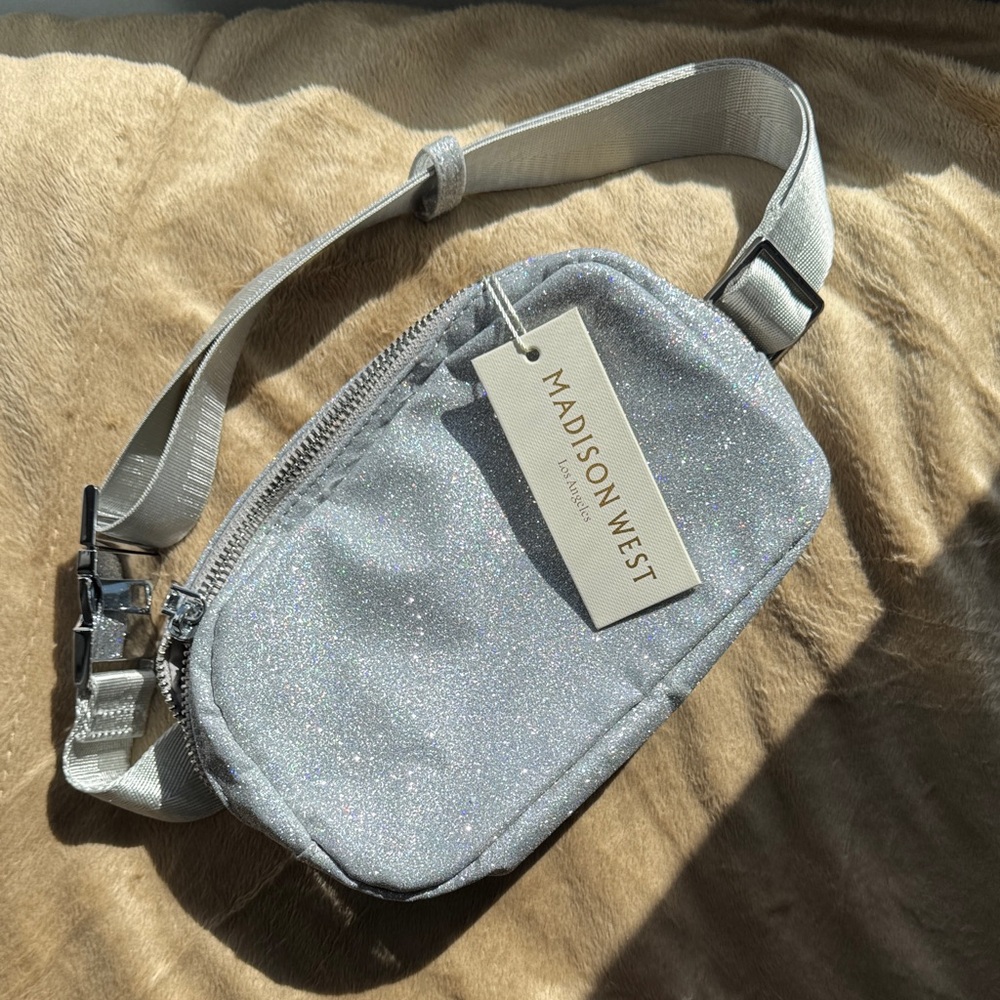 Madison West Shimmering Silver Crossbody Bag